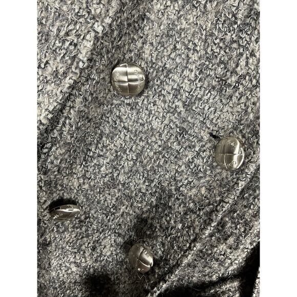 Calvin Klein Women’s Tweed Wool Belted Military Pea Coat size 10 Knit Collar - Picture 3 of 14